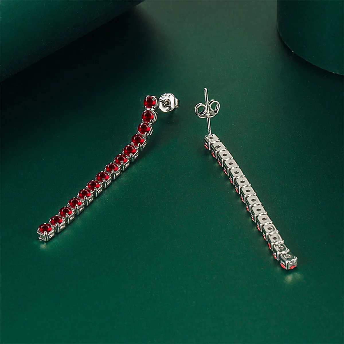 Colored Cubic Zirconia & Silver-Plated Tassel Drop Earrings