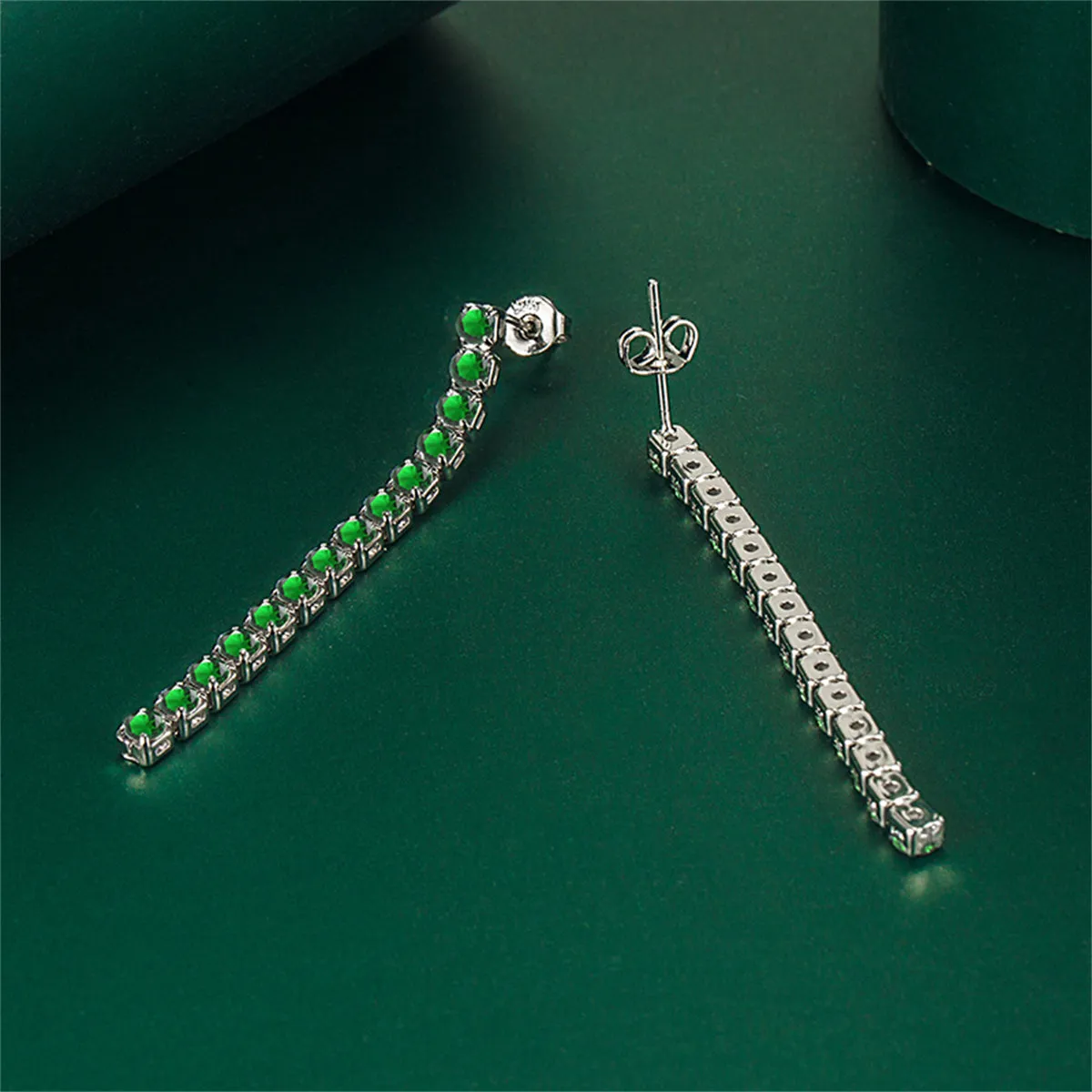 Colored Cubic Zirconia & Silver-Plated Tassel Drop Earrings