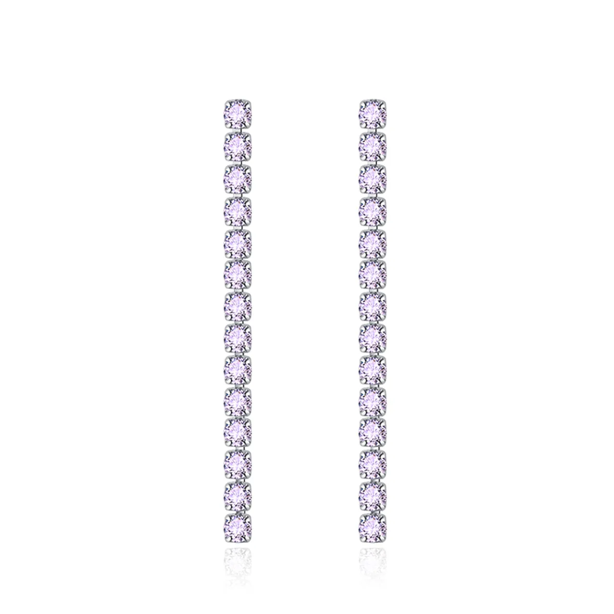 Colored Cubic Zirconia & Silver-Plated Tassel Drop Earrings