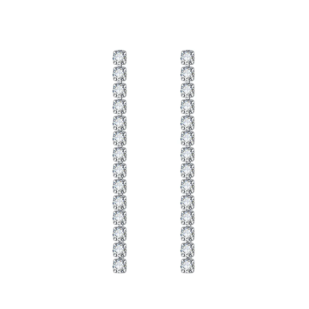 Colored Cubic Zirconia & Silver-Plated Tassel Drop Earrings