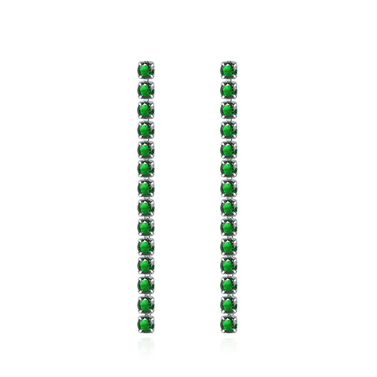 Colored Cubic Zirconia & Silver-Plated Tassel Drop Earrings