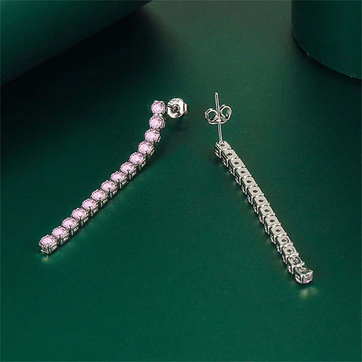Colored Cubic Zirconia & Silver-Plated Tassel Drop Earrings