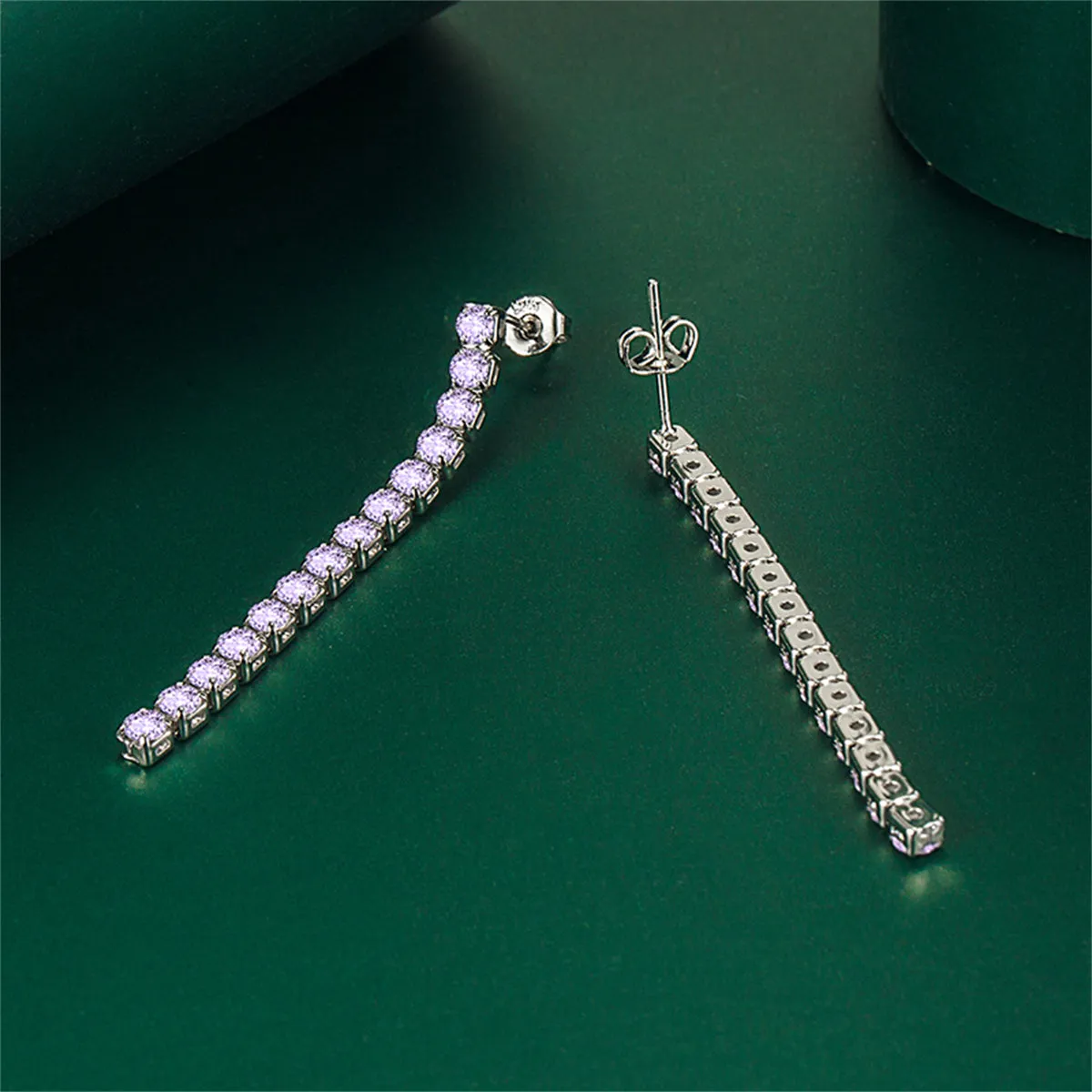 Colored Cubic Zirconia & Silver-Plated Tassel Drop Earrings