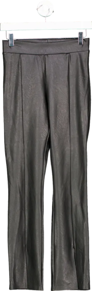 Commando Black Faux Leather Front Slit Pants UK S