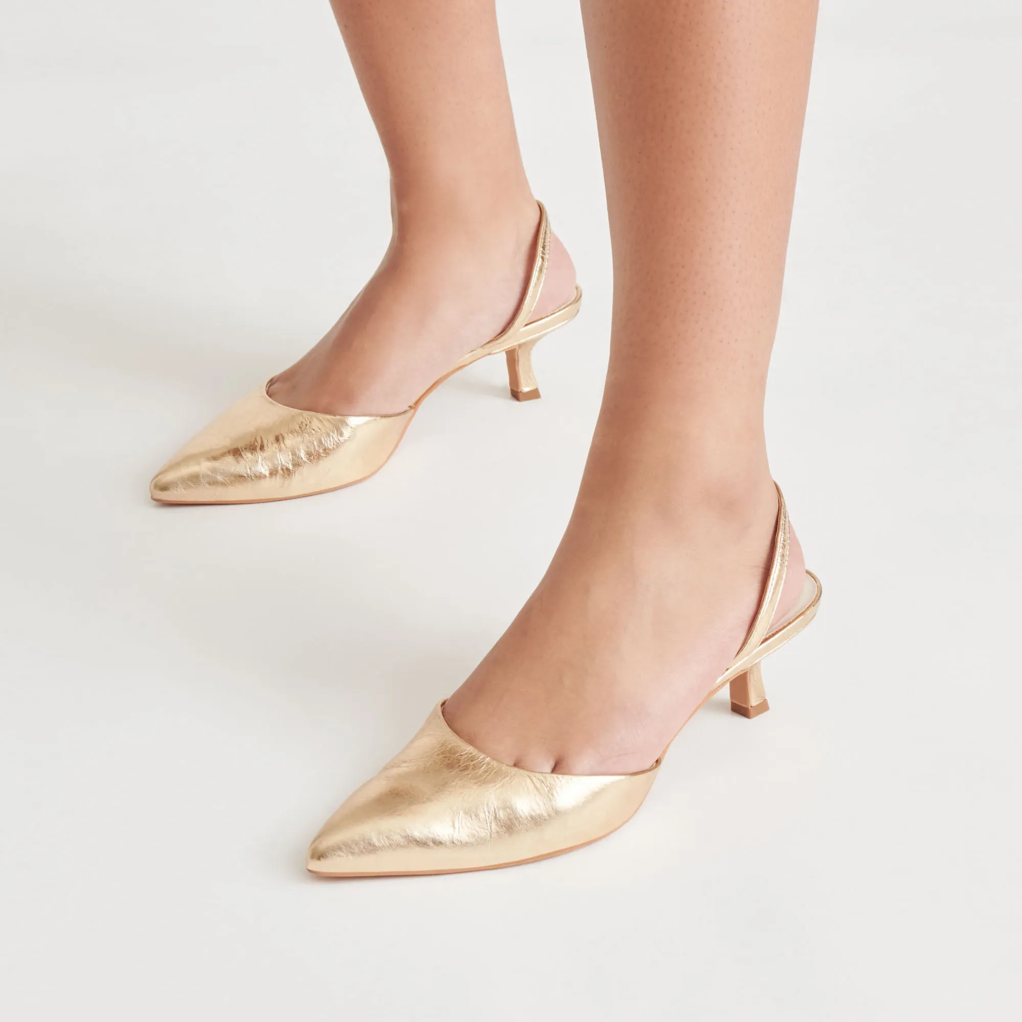CORSA HEELS GOLD DISTRESSED LEATHER