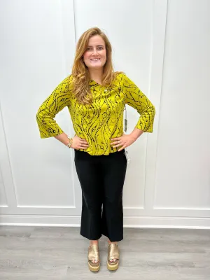 Cozy Rib Wavy Dots Crossover V-Neck - Pear