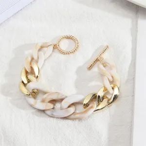 Cream Resin & 18K Gold-Plated Curb Chain Toggle Bracelet