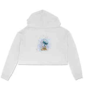 Crop Hoodie (Women) - Little Meowmaid Cat (6 Colours)