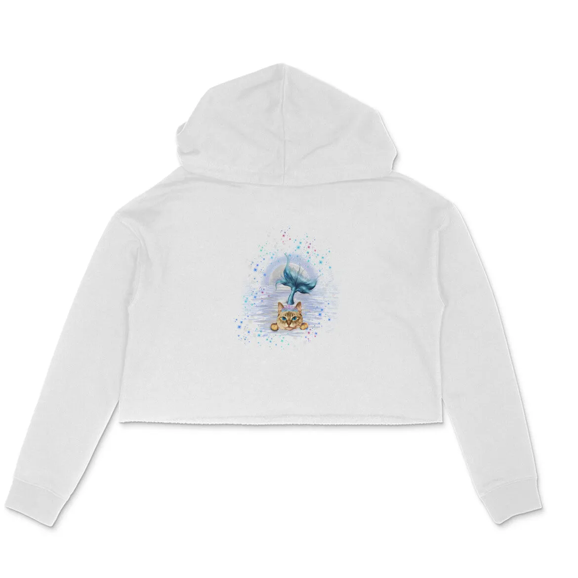 Crop Hoodie (Women) - Little Meowmaid Cat (6 Colours)