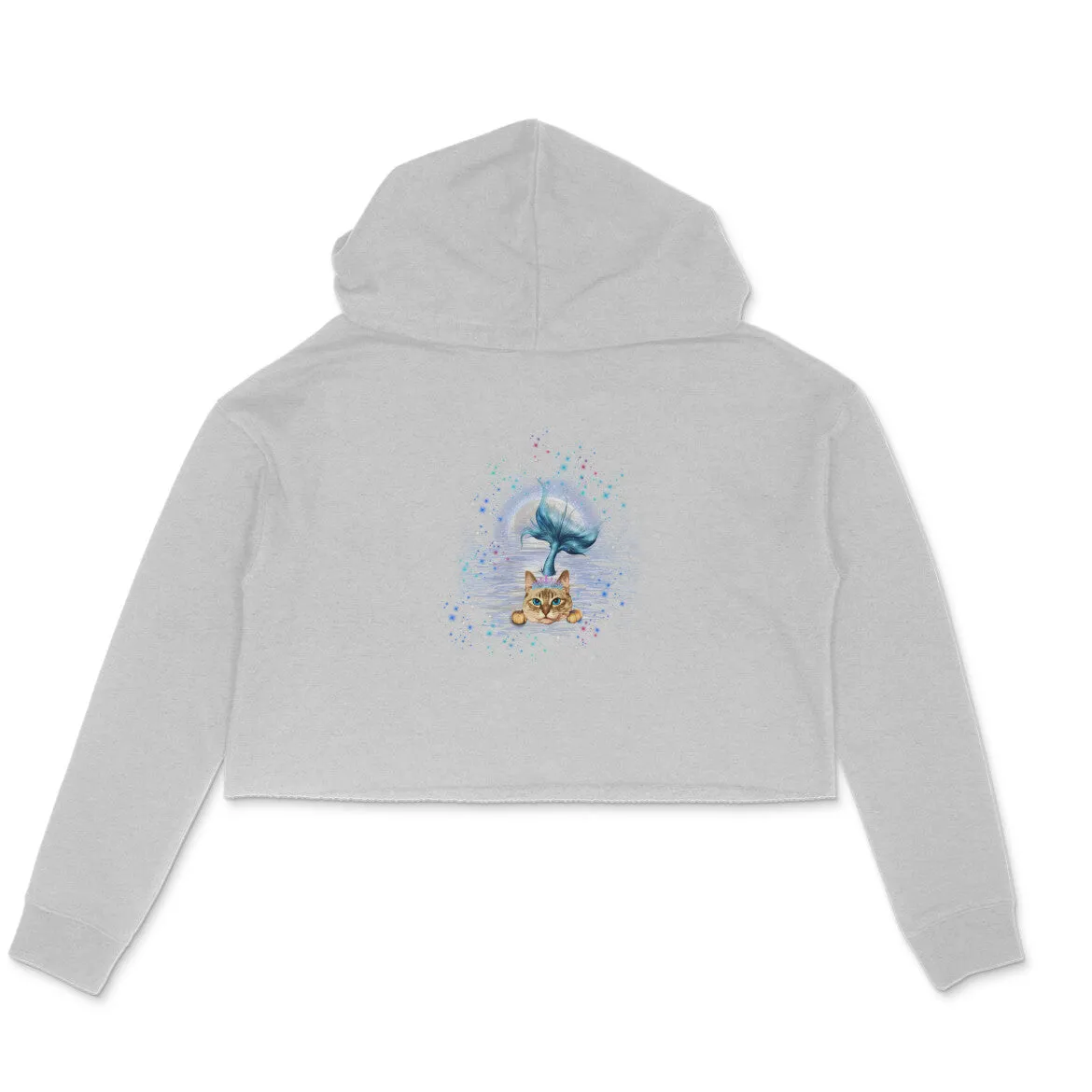 Crop Hoodie (Women) - Little Meowmaid Cat (6 Colours)