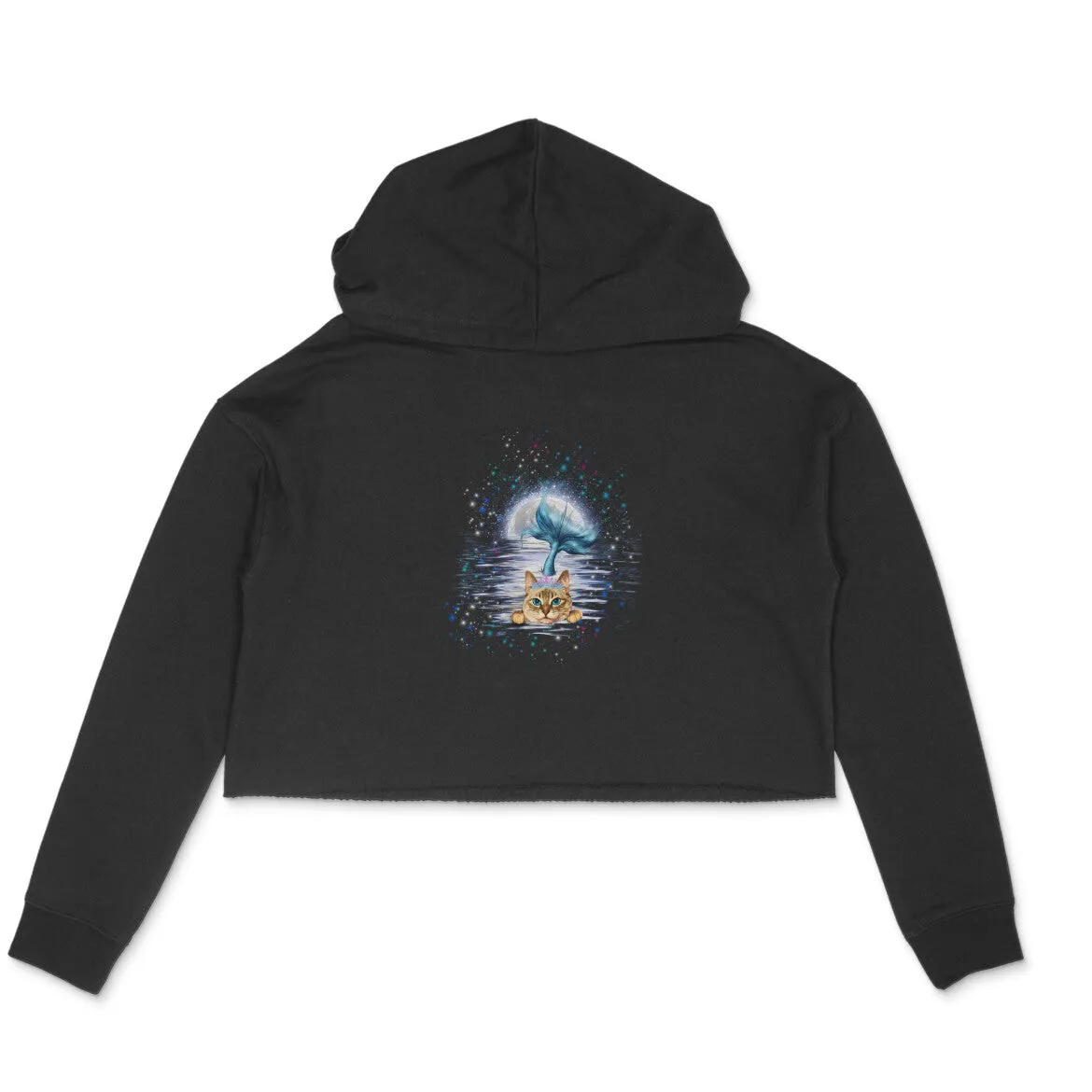 Crop Hoodie (Women) - Little Meowmaid Cat (6 Colours)