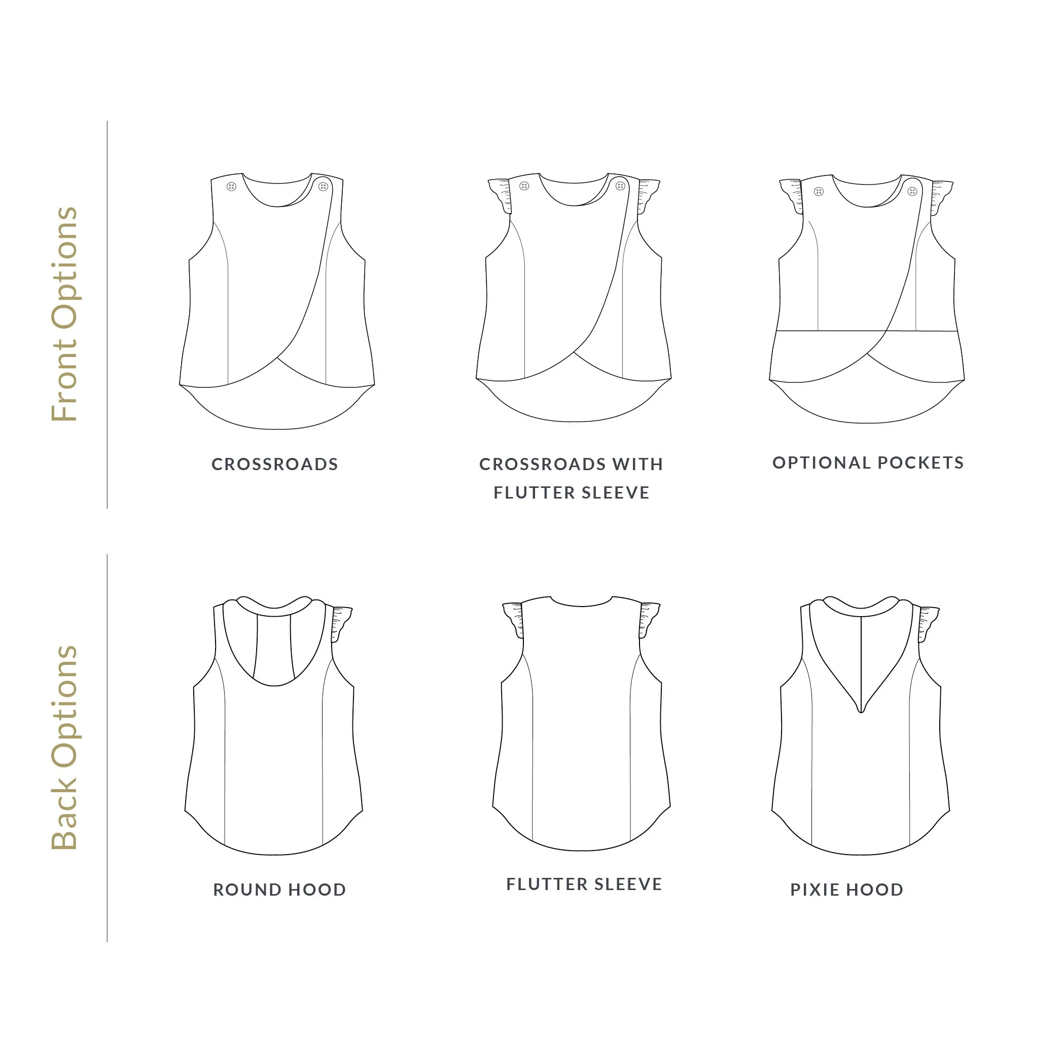 Crossroads Vest Add-on Sewing Pattern - Women's/Curved Fit