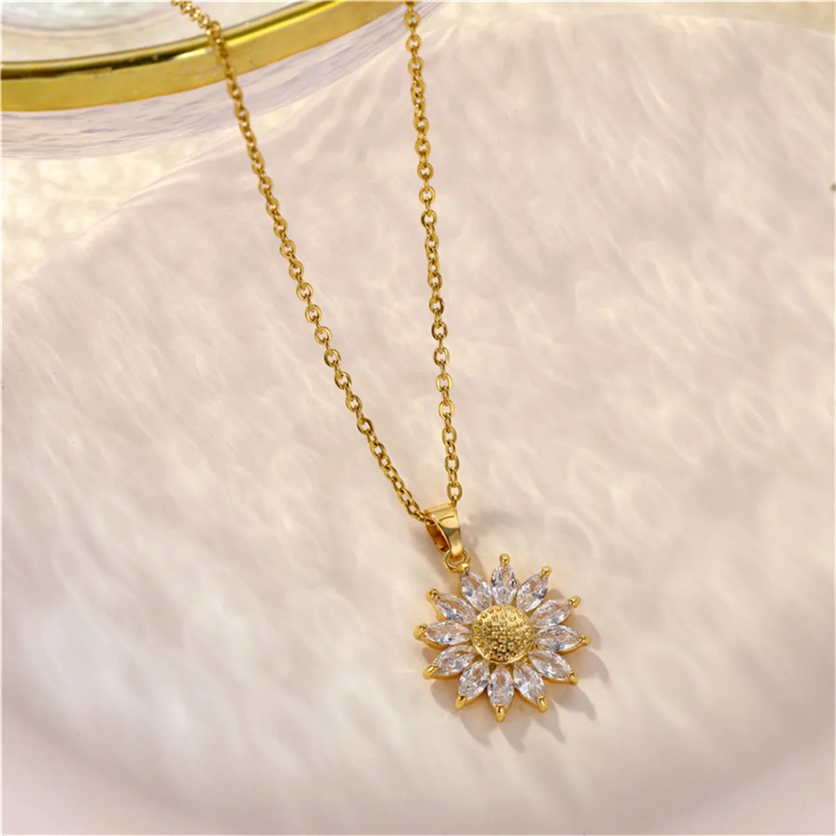 Crystal & 18K Gold-Plated Floral Pendant Necklace