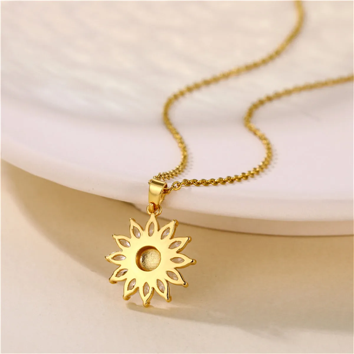 Crystal & 18K Gold-Plated Floral Pendant Necklace