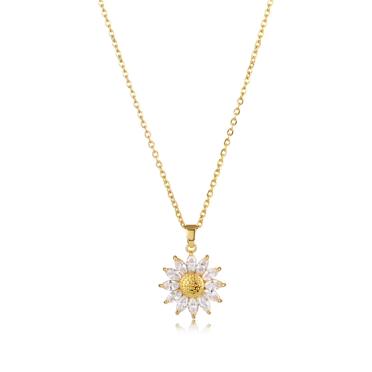 Crystal & 18K Gold-Plated Floral Pendant Necklace