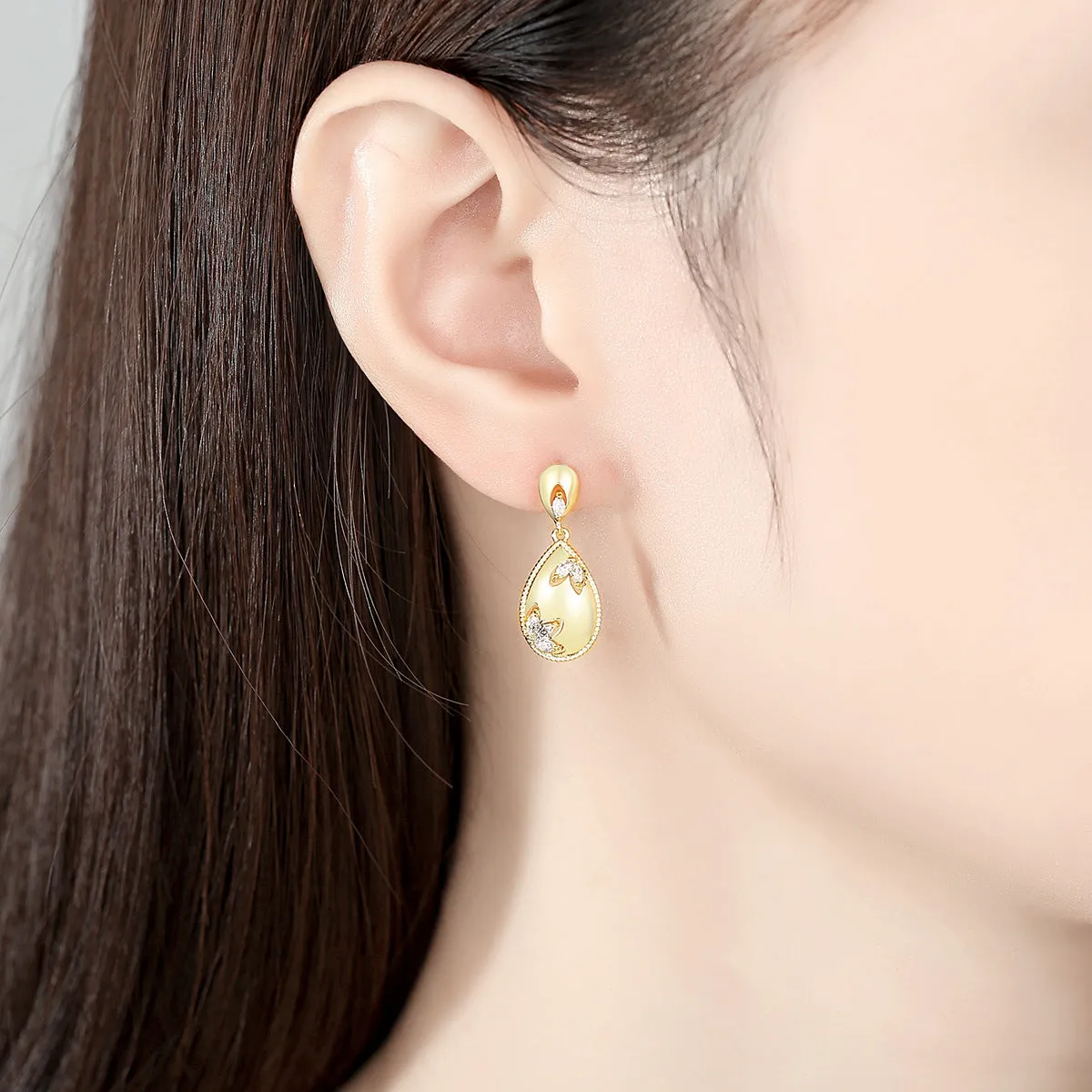 Crystal & 18K Gold-Plated Flower Teardrop Earrings