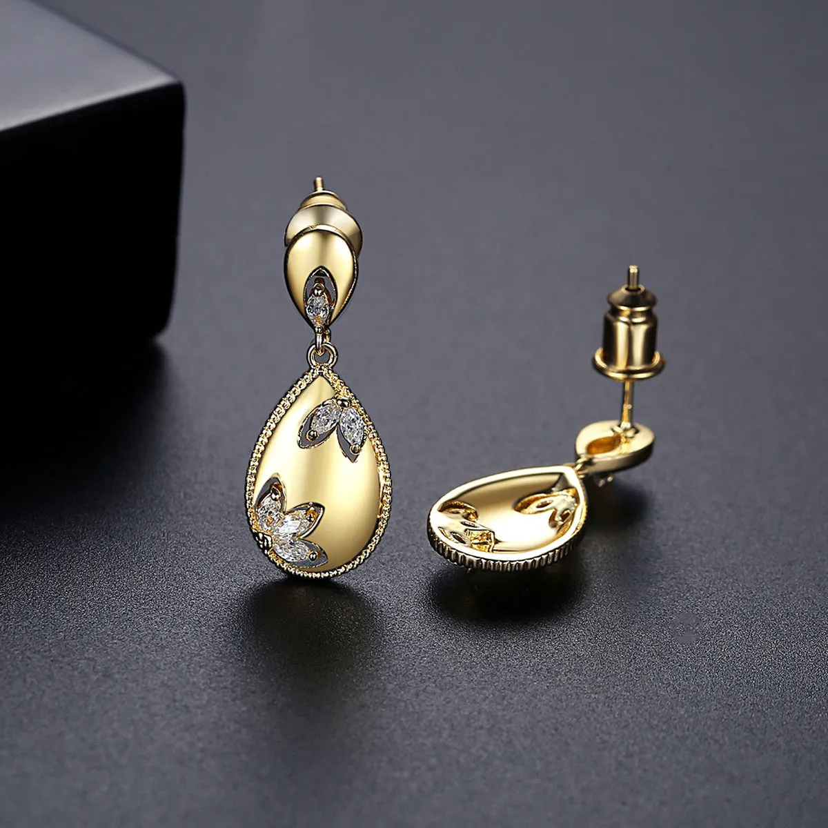 Crystal & 18K Gold-Plated Flower Teardrop Earrings