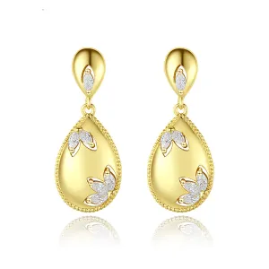 Crystal & 18K Gold-Plated Flower Teardrop Earrings