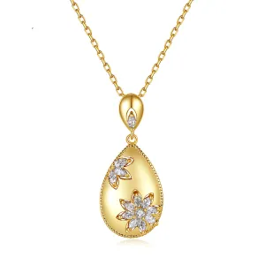 Crystal & 18K Gold-Plated Flower Teardrop Pendant Necklace