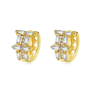 Crystal & 18K Gold-Plated Layered Huggie Earrings