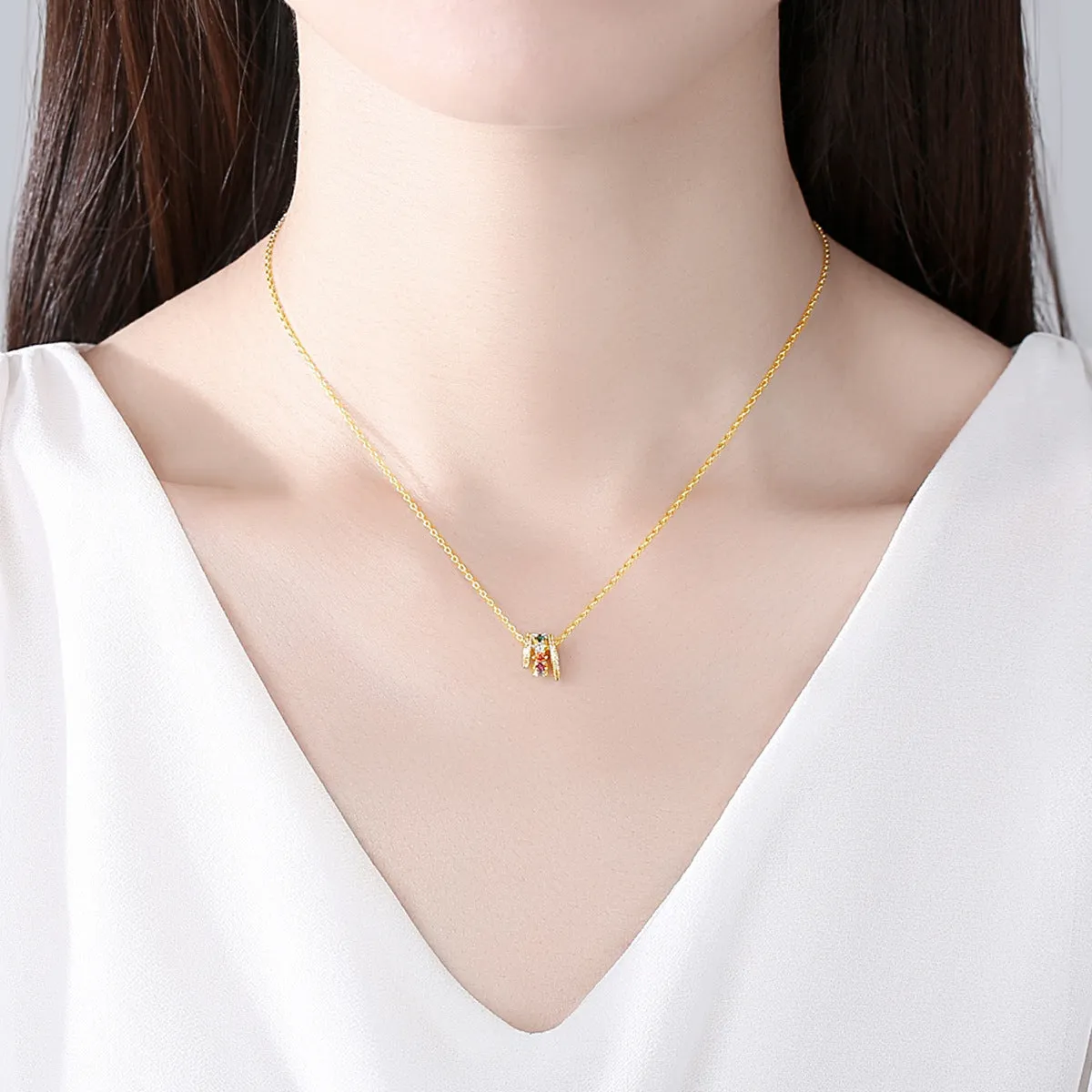 Crystal & 18K Gold-Plated Multicolor Stacked Pendant Necklace