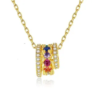 Crystal & 18K Gold-Plated Multicolor Stacked Pendant Necklace