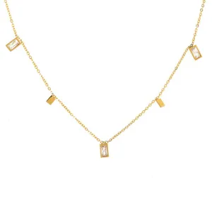Crystal & 18K Gold-Plated Rectangle Station Necklace