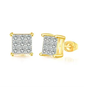 Crystal & 18K Gold-Plated Square Stud Earrings