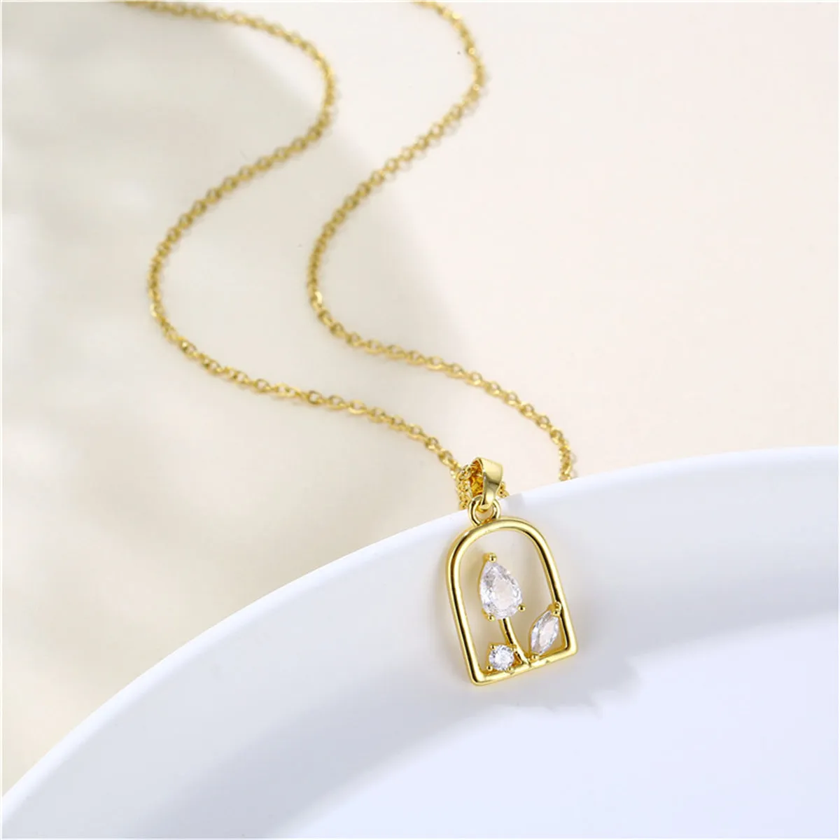 Crystal & 18K Gold-Plated Vase Pendant Necklace