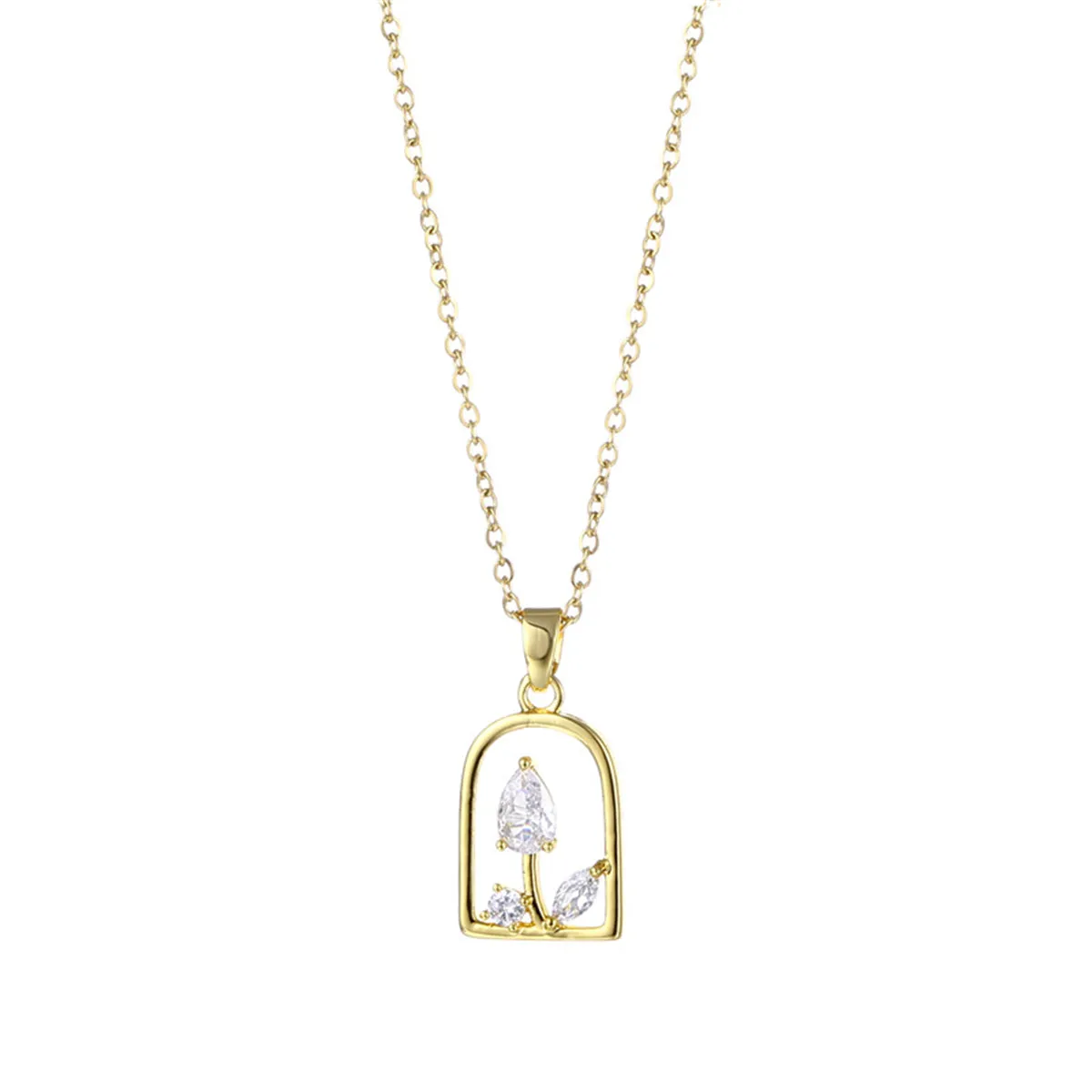 Crystal & 18K Gold-Plated Vase Pendant Necklace