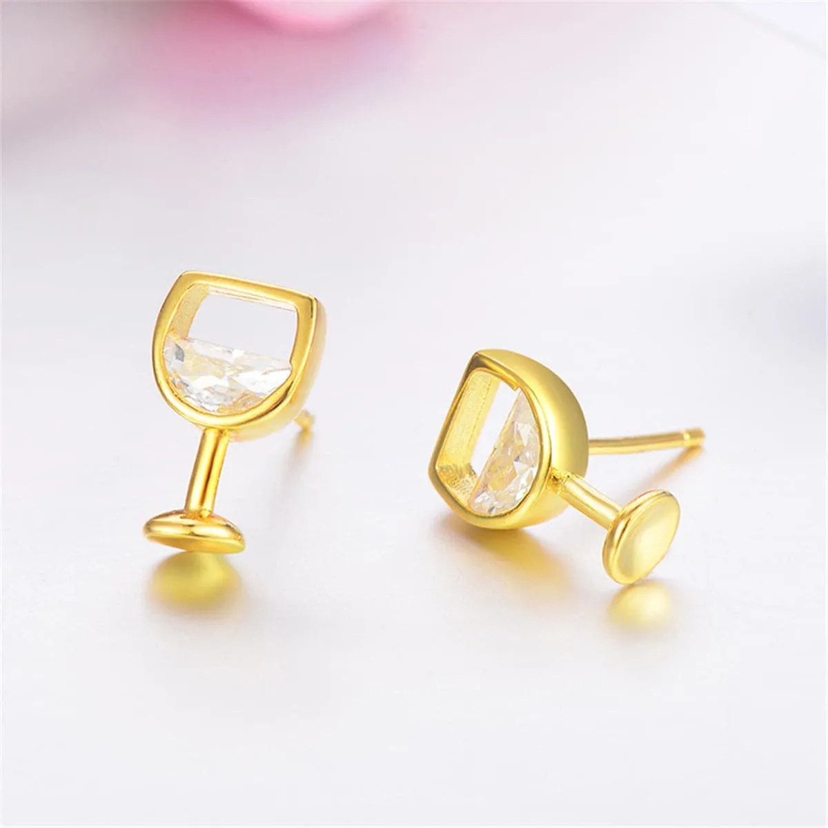 Crystal & 18K Gold-Plated Wine Glass Stud Earrings