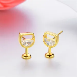 Crystal & 18K Gold-Plated Wine Glass Stud Earrings