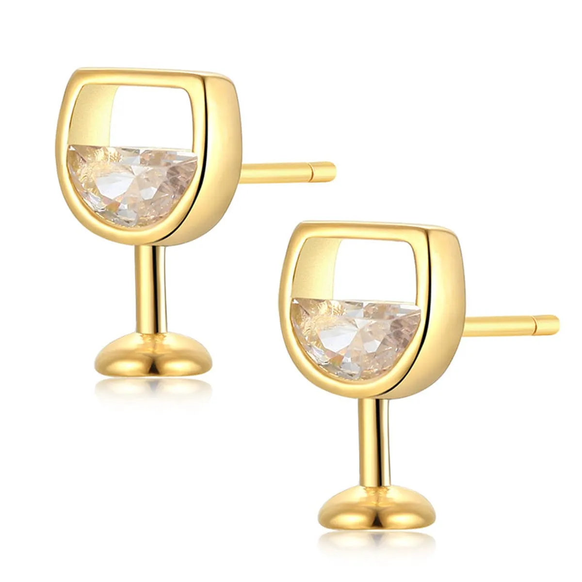 Crystal & 18K Gold-Plated Wine Glass Stud Earrings