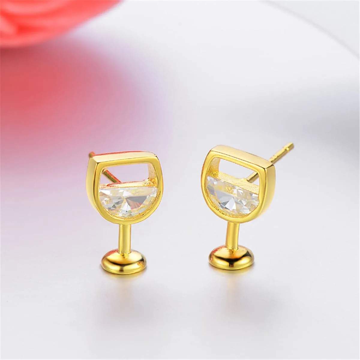 Crystal & 18K Gold-Plated Wine Glass Stud Earrings