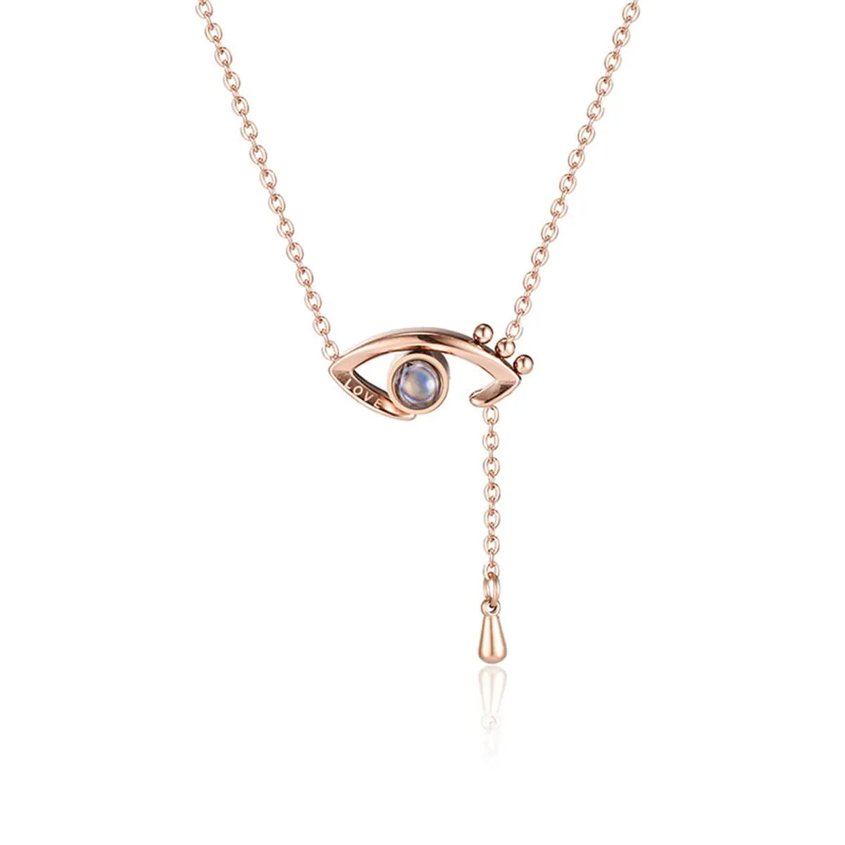 Crystal & 18K Rose Gold-Plated Eye Pendant Necklace