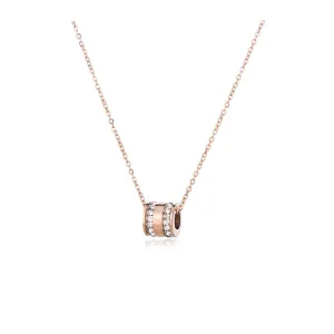 Crystal & 18K Rose Gold-Plated Roman Numeral Pendant Necklace