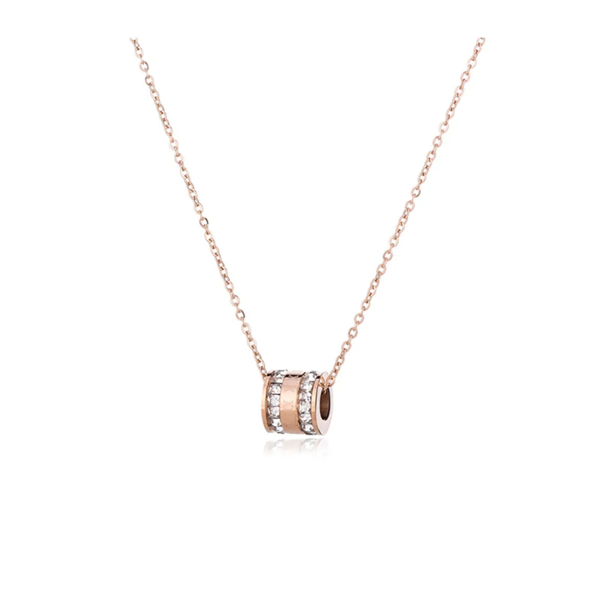 Crystal & 18K Rose Gold-Plated Roman Numeral Pendant Necklace