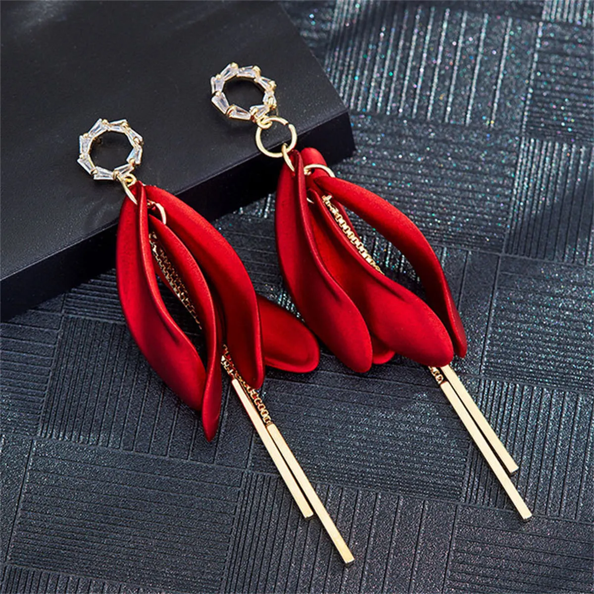 Crystal & Acrylic 18K Gold-Plated Petal Tassel Drop Earrings