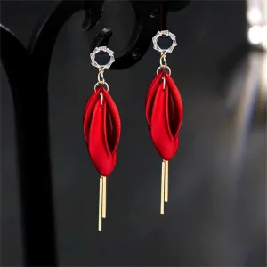 Crystal & Acrylic 18K Gold-Plated Petal Tassel Drop Earrings