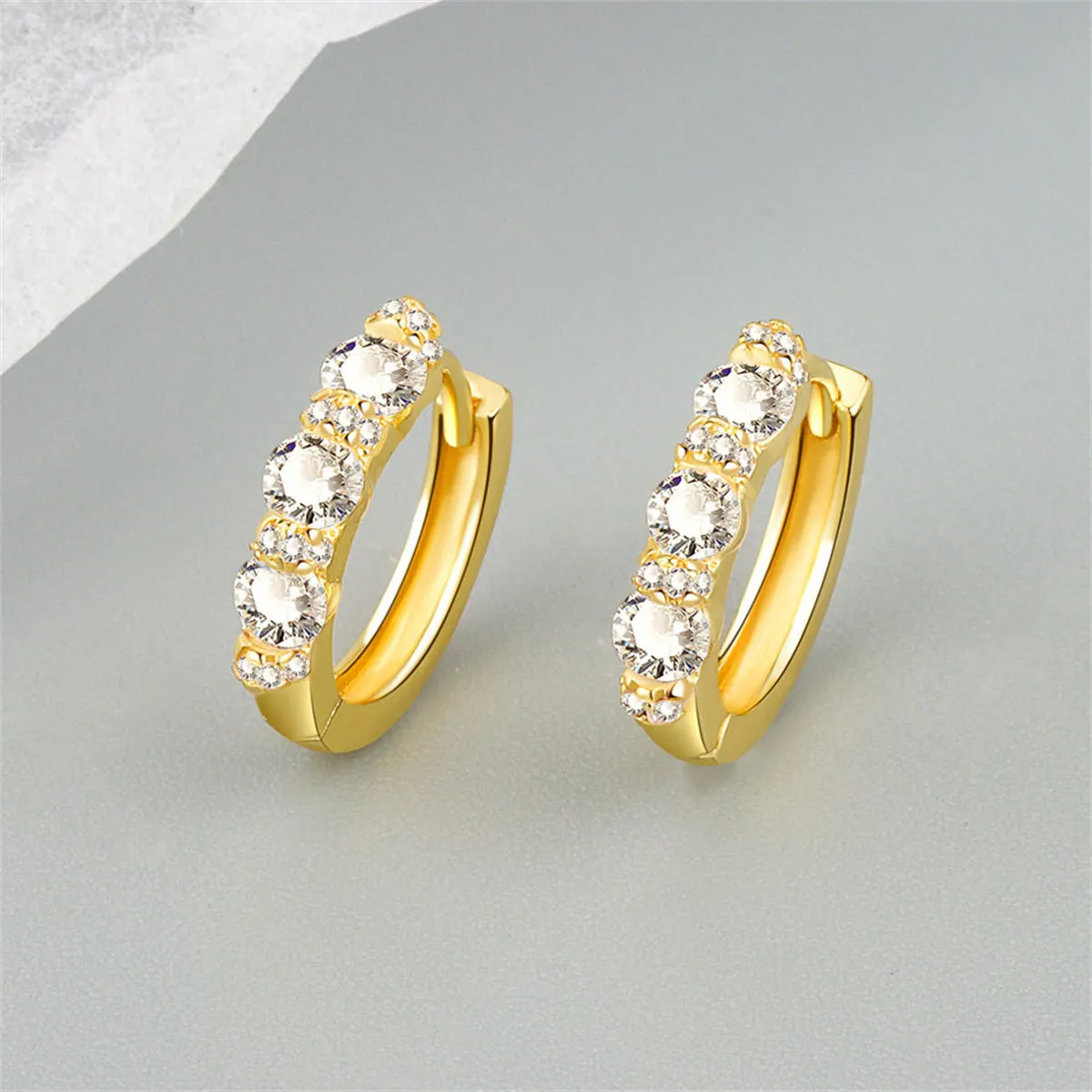 Crystal & Cubic Zirconia 18K Gold-Plated Huggie Earrings