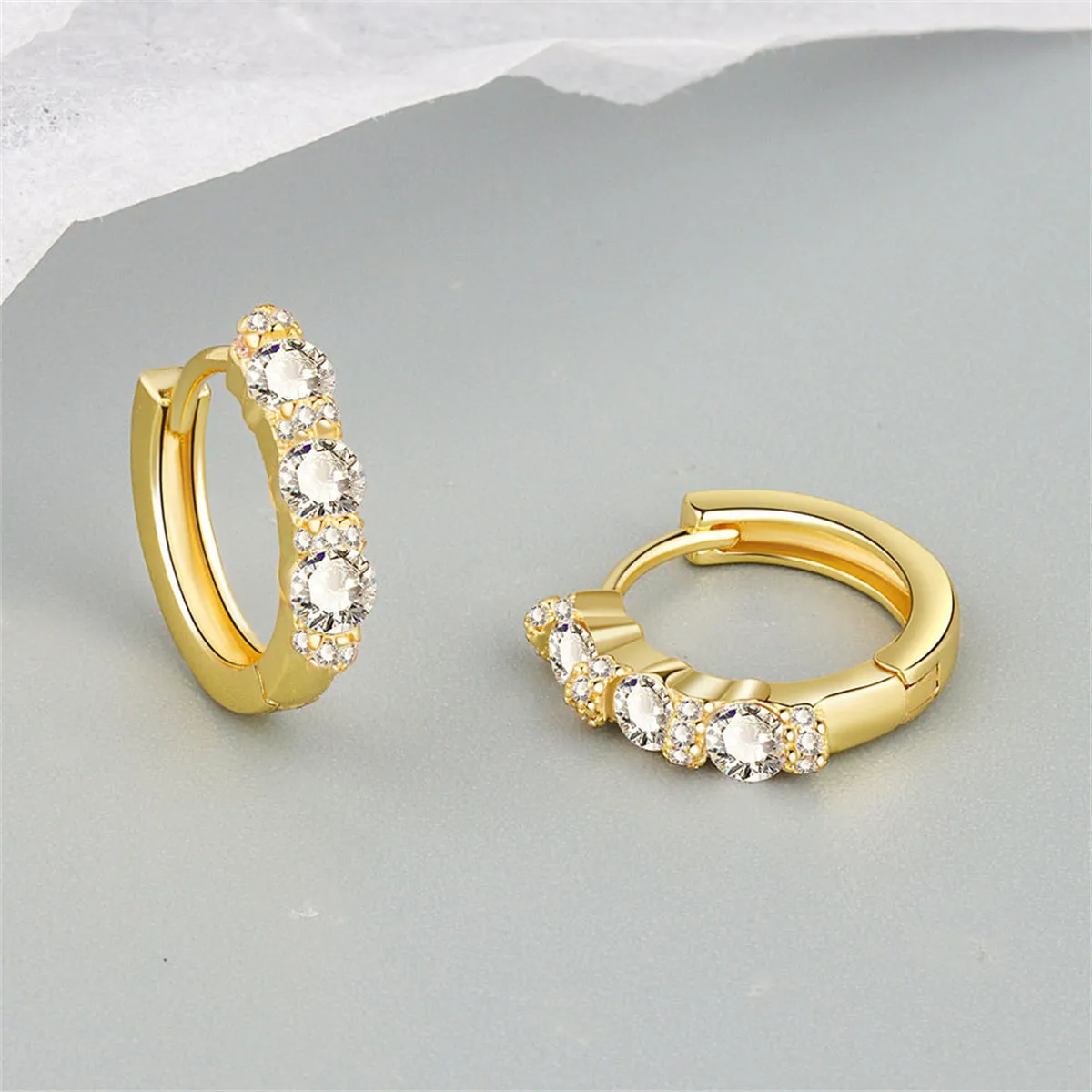 Crystal & Cubic Zirconia 18K Gold-Plated Huggie Earrings