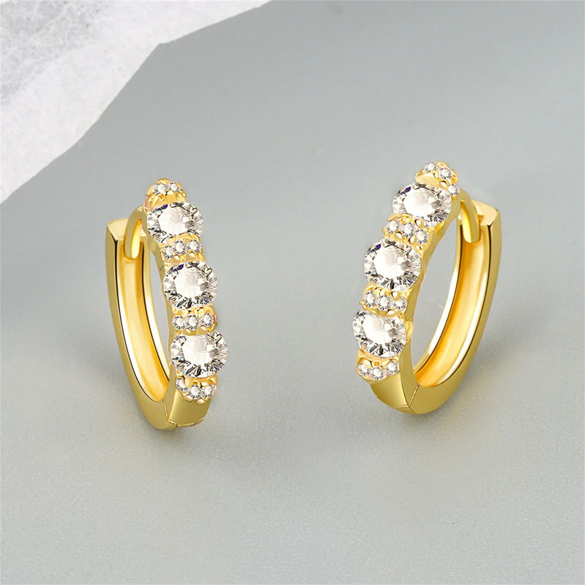 Crystal & Cubic Zirconia 18K Gold-Plated Huggie Earrings