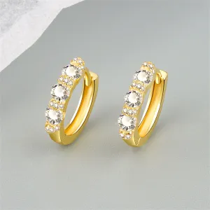 Crystal & Cubic Zirconia 18K Gold-Plated Huggie Earrings