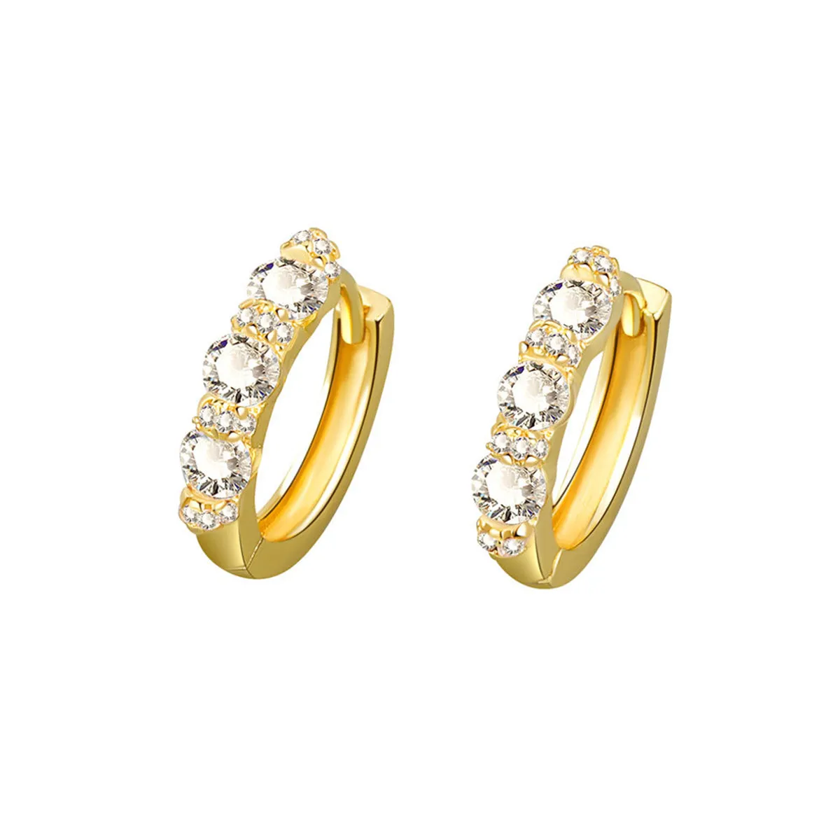 Crystal & Cubic Zirconia 18K Gold-Plated Huggie Earrings