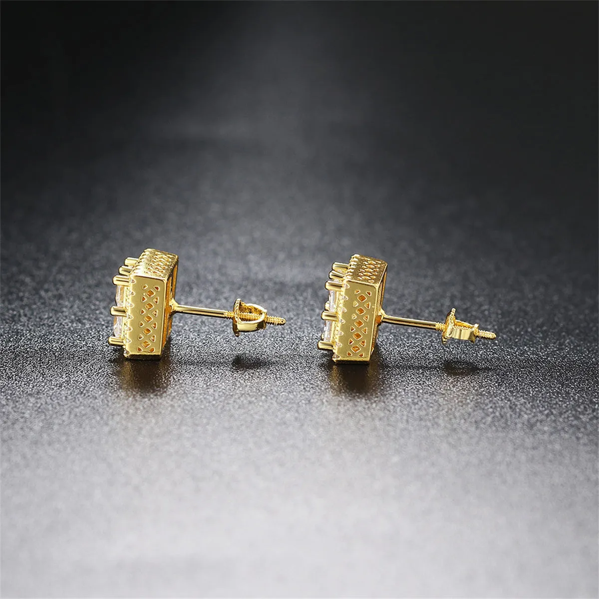 Crystal & Cubic Zirconia 18K Gold-Plated Square Stud Earrings