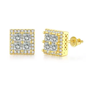 Crystal & Cubic Zirconia 18K Gold-Plated Square Stud Earrings