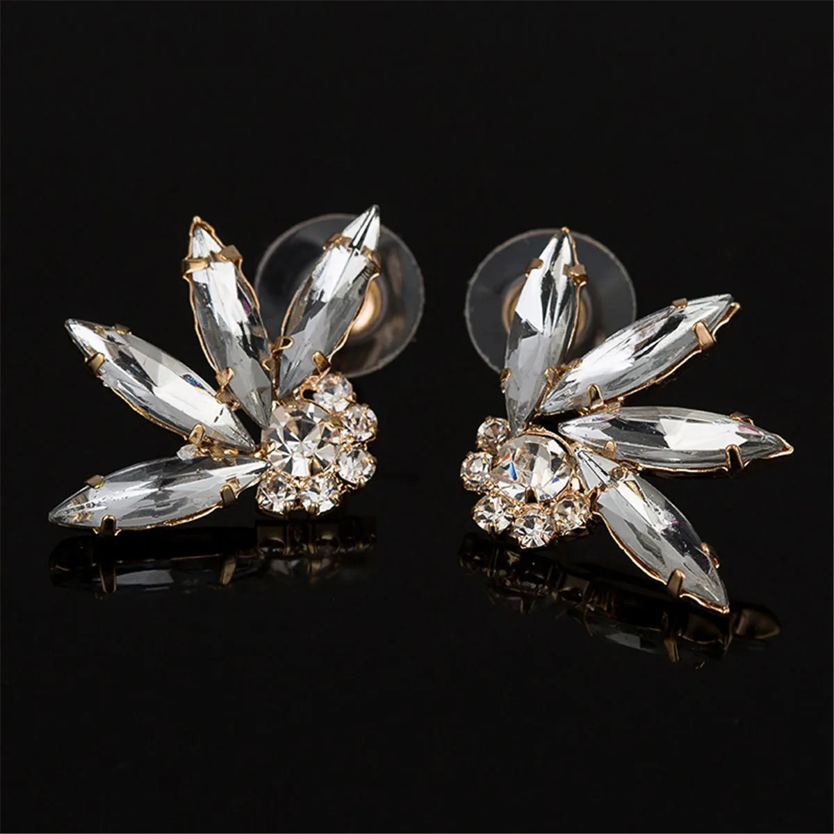 Crystal & Cubic Zirconia 18K Gold-Plated Stud Earrings