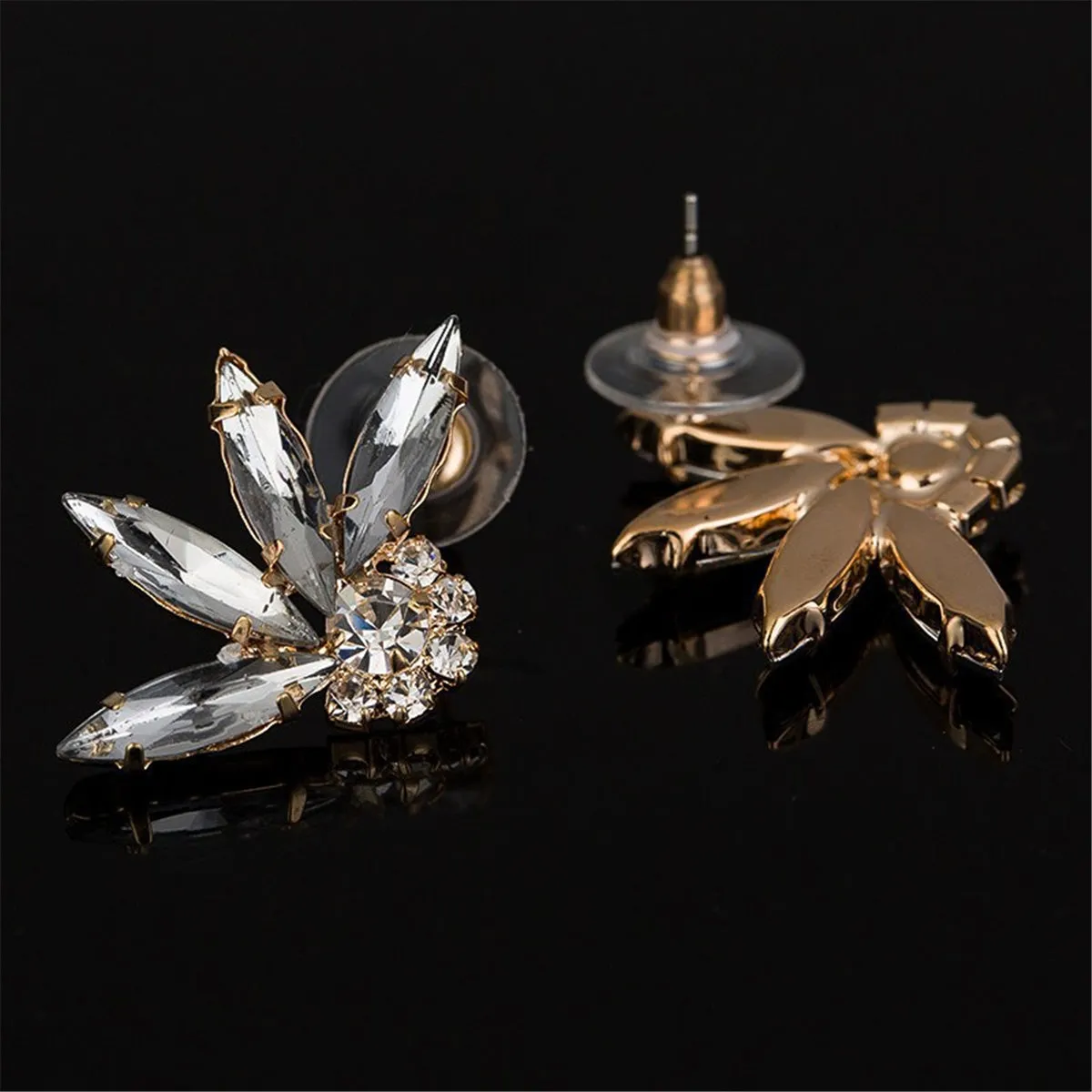 Crystal & Cubic Zirconia 18K Gold-Plated Stud Earrings