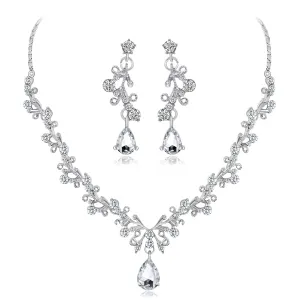Crystal & Cubic Zirconia Botanical Collar Necklace Set