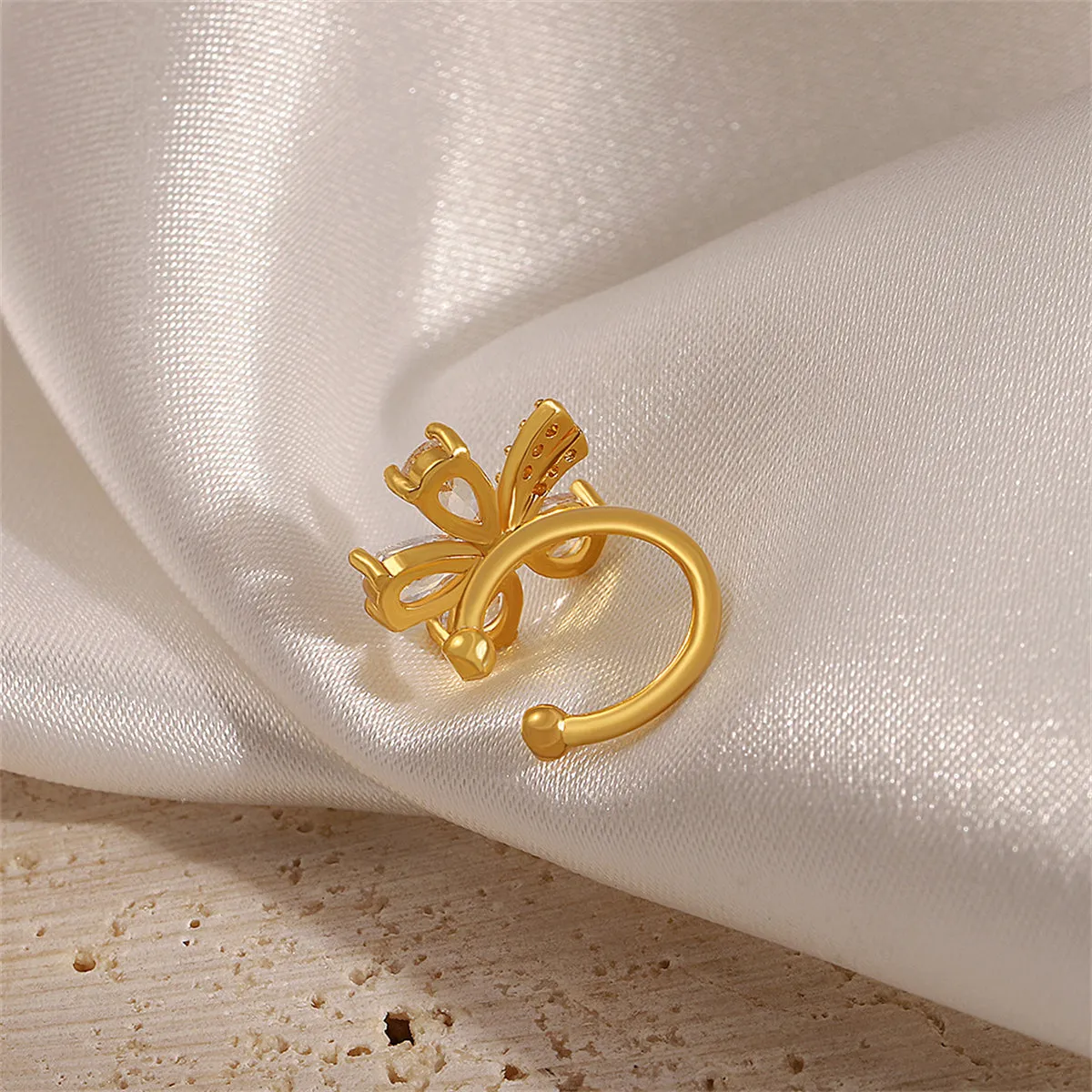 Crystal & Cubic Zirconia Floral Ear Cuff